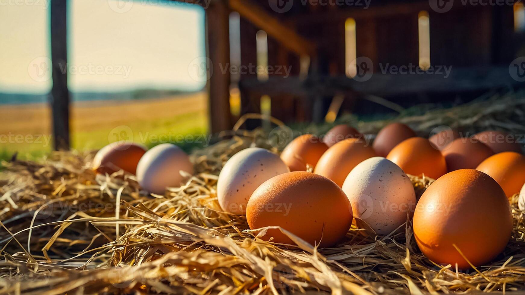 ai generiert frisch Eier im Stroh foto