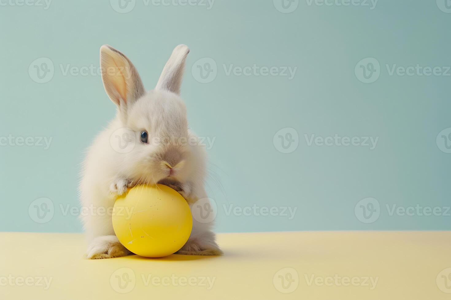 ai generiert süß Hase Hase und Ostern Ei. Konzept von glücklich Ostern Tag. foto