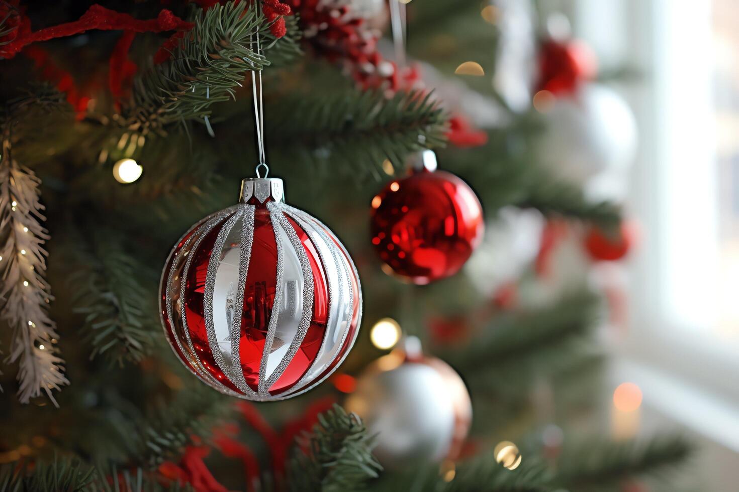 ai generiert Leben Zimmer mit schön Weihnachten Baum im modern Innere zum fröhlich Weihnachten durch ai generiert foto