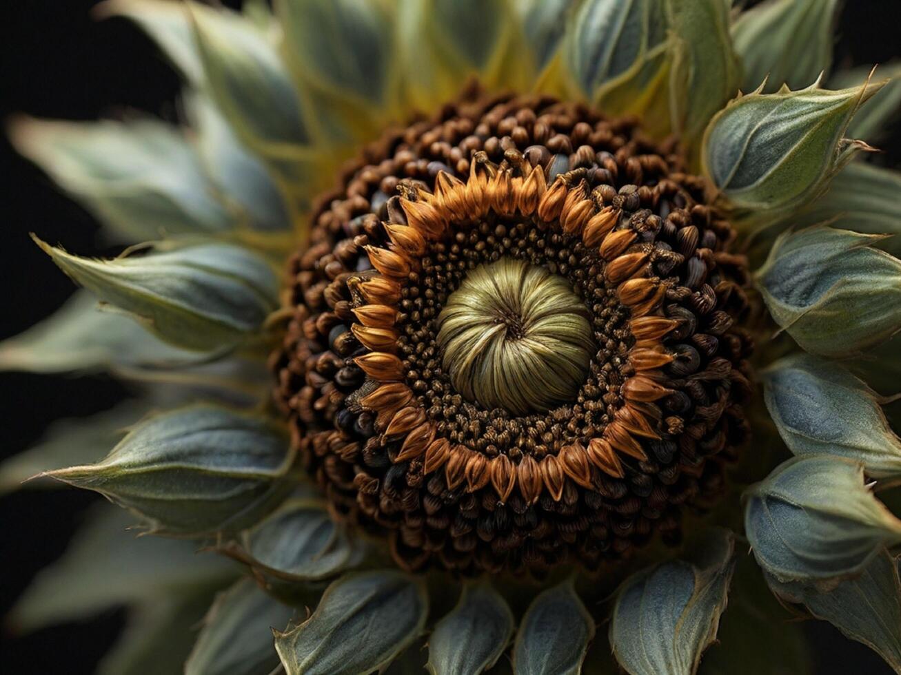 ai generiert schließen oben von Sonnenblume foto