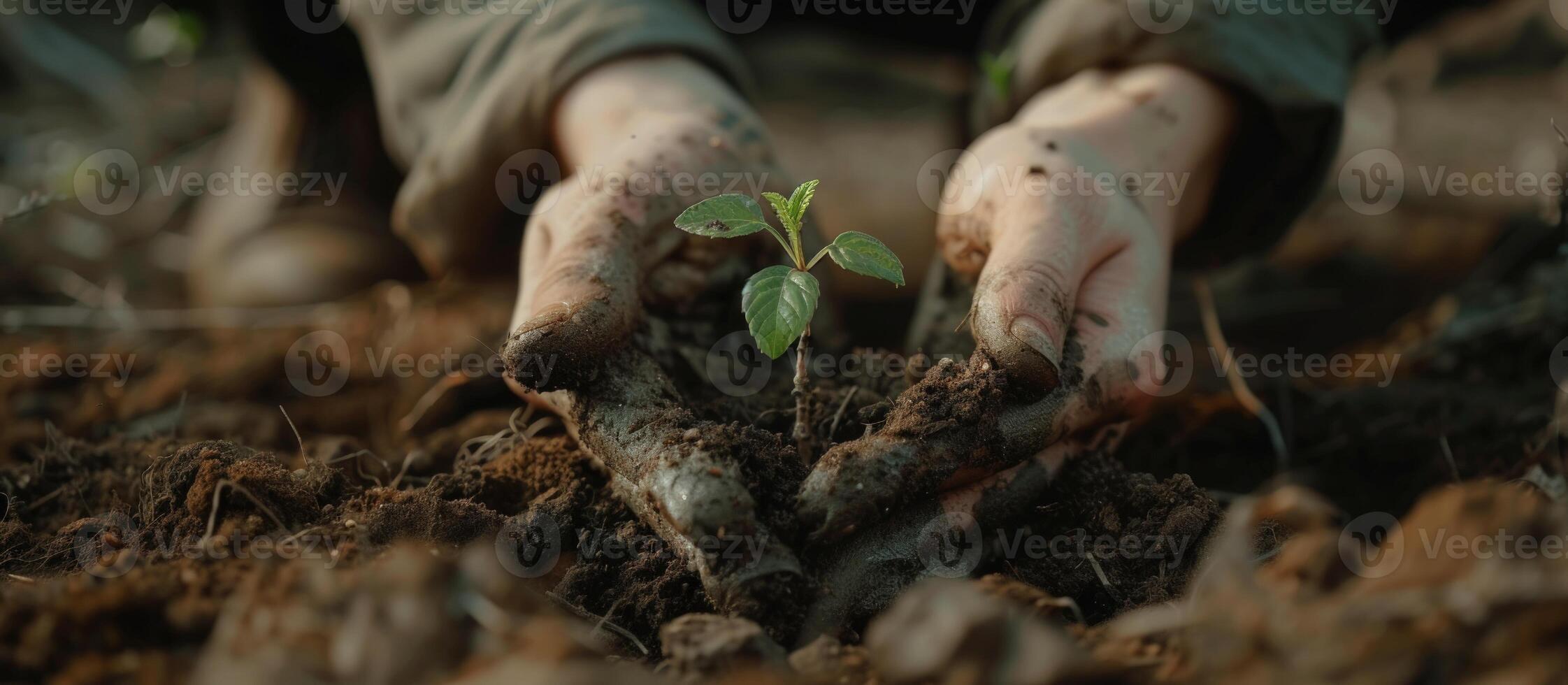 ai generiert Pflanzen Freisetzung das Sauerstoff wir atmen. ein unkenntlich Frau halten ihr Hände um ein wachsend Pflanze. generativ ai foto