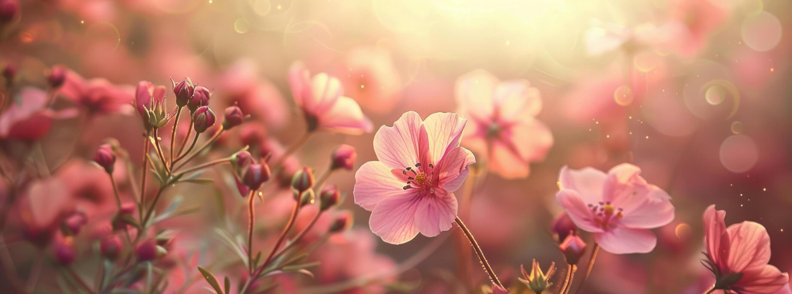 ai generiert ein Hintergrund mit etwas Rosa Blumen im es foto