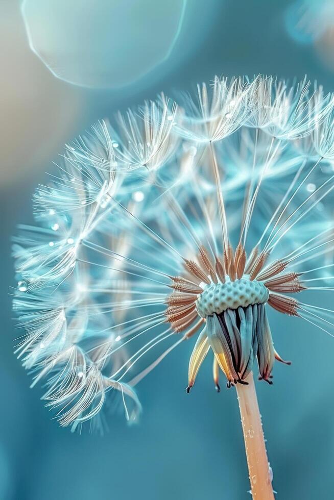 ai generiert verträumt Löwenzahn Makro Foto