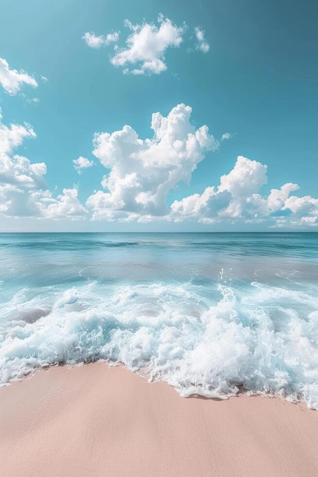 ai generiert Himmel Blau das Strand Segeltuch drucken foto