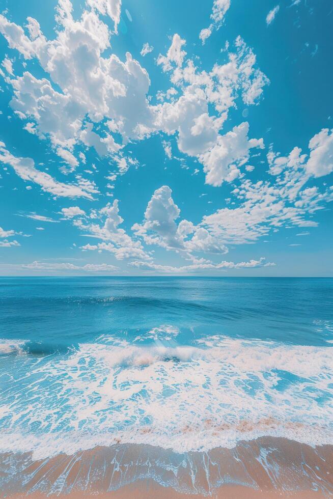 ai generiert Himmel Blau das Strand Segeltuch drucken foto