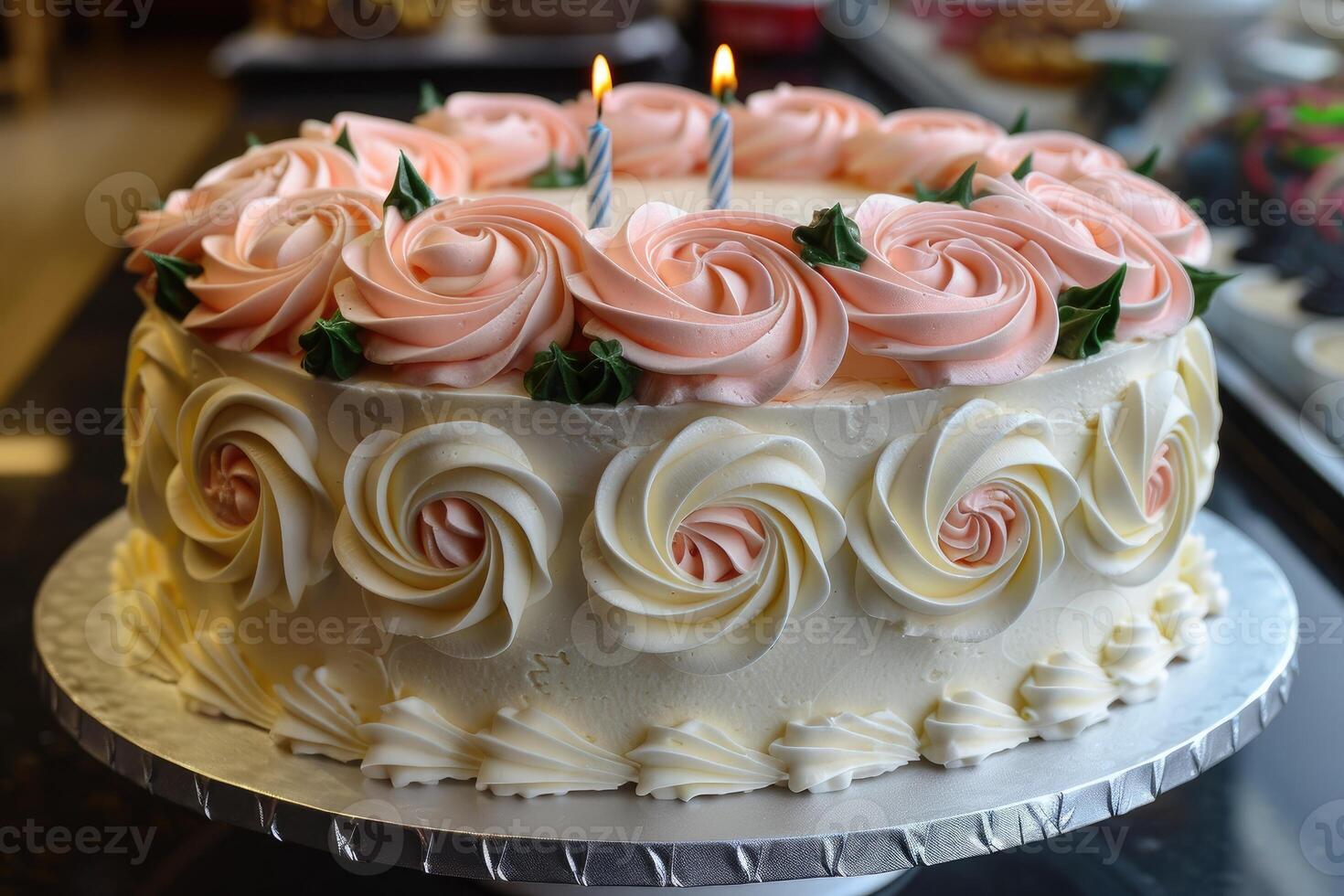 ai generiert ultimativ Geburtstag Kuchen mit Kerze Fachmann Werbung Essen Fotografie foto