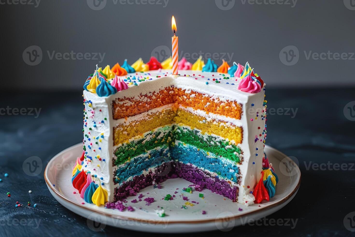 ai generiert ultimativ Geburtstag Kuchen mit Kerze Fachmann Werbung Essen Fotografie foto