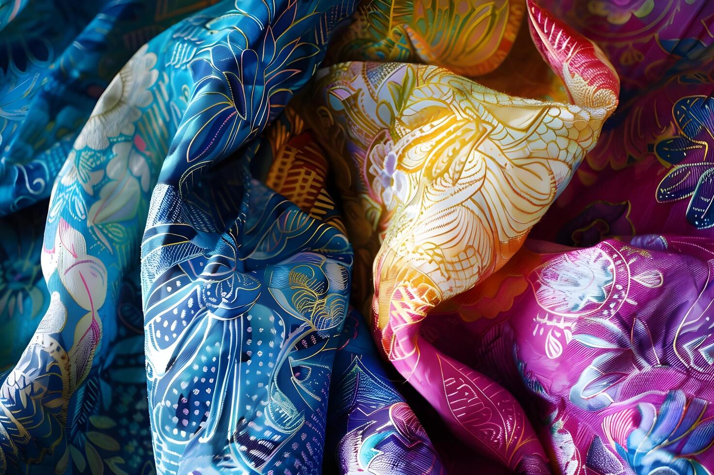 ai generiert Batik Schönheit enthüllt Nahansicht Muster und Texturen foto