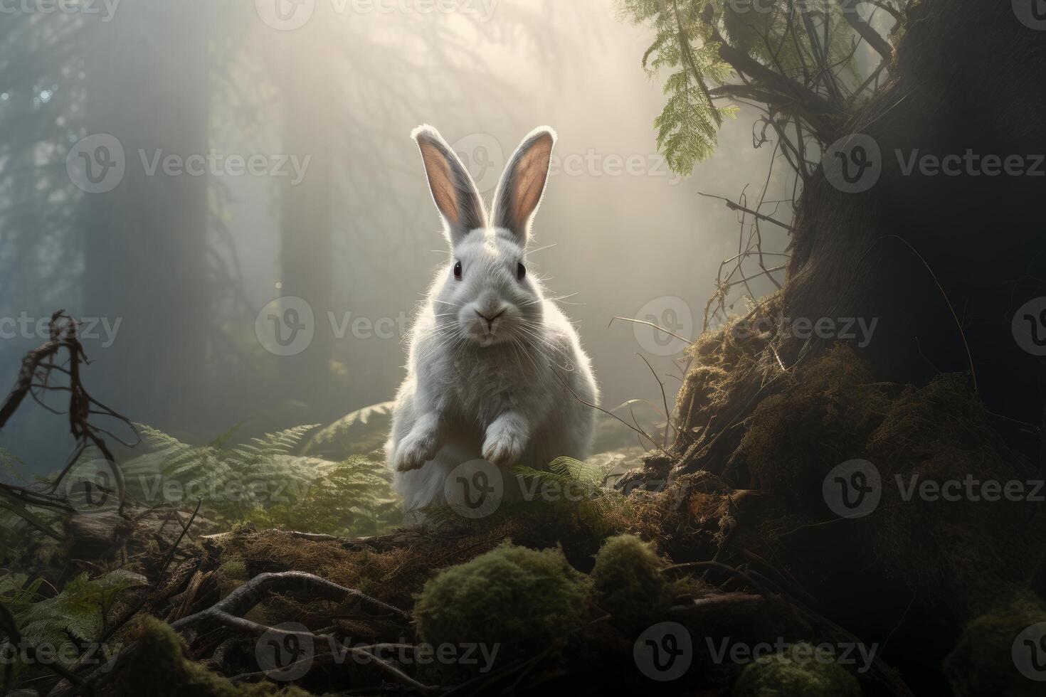 ai generiert anfällig Hase erscheint hat verloren im Natur. generieren ai foto