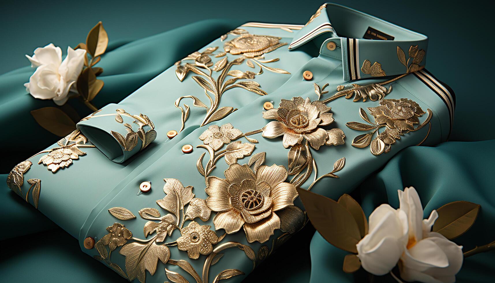 ai generiert modisch Seide Kleid mit Blumen- Muster, Eleganz und Glanz generiert durch ai foto