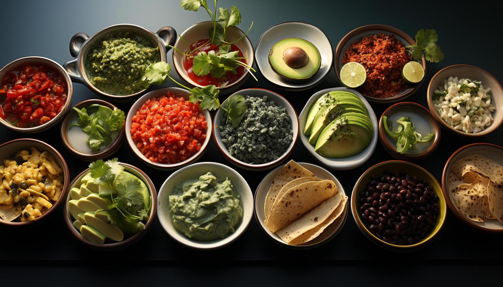 ai generiert Frische und Vielfalt im ein gesund Vegetarier Guacamole Salat generiert durch ai foto