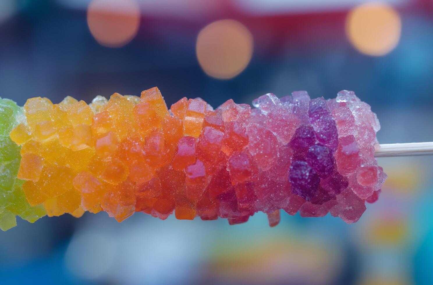 ai generiert Süßigkeiten Zucker Kristalle auf ein Spieß foto