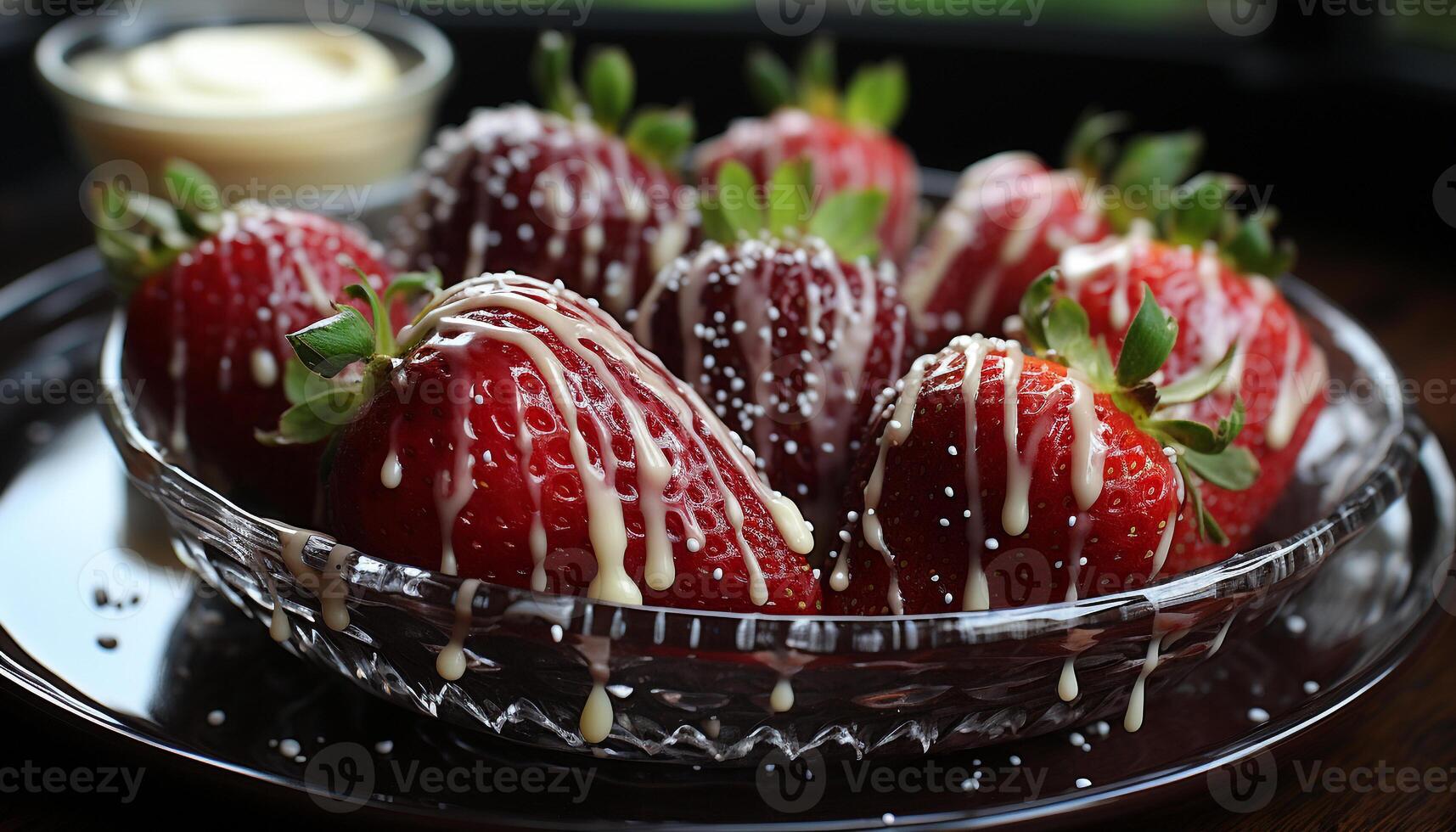 ai generiert Frische und Süße auf ein Platte, Natur Gourmet Beere Obst generiert durch ai foto