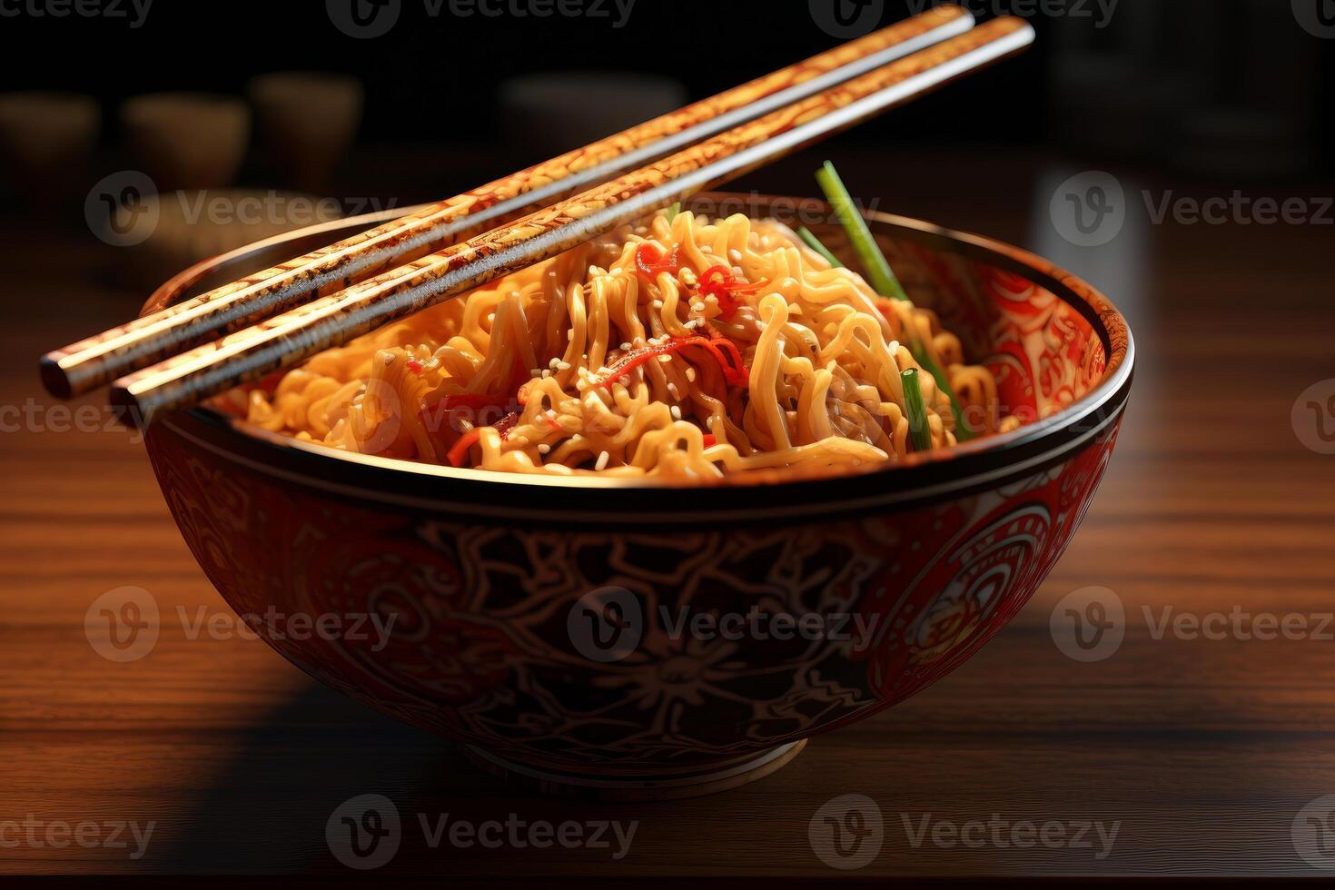 ai generiert lange Ramen Schüssel Stöcke. generieren ai foto