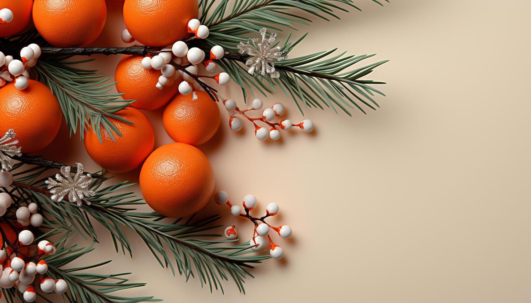 ai generiert Winter Feier Orange Baum Geschenk, Natur Weihnachten Ornament generiert durch ai foto