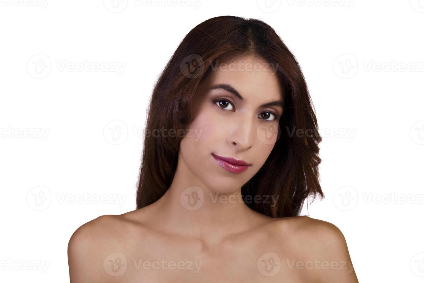 dünn nackt Schulter Porträt attraktiv spanisch Frau foto