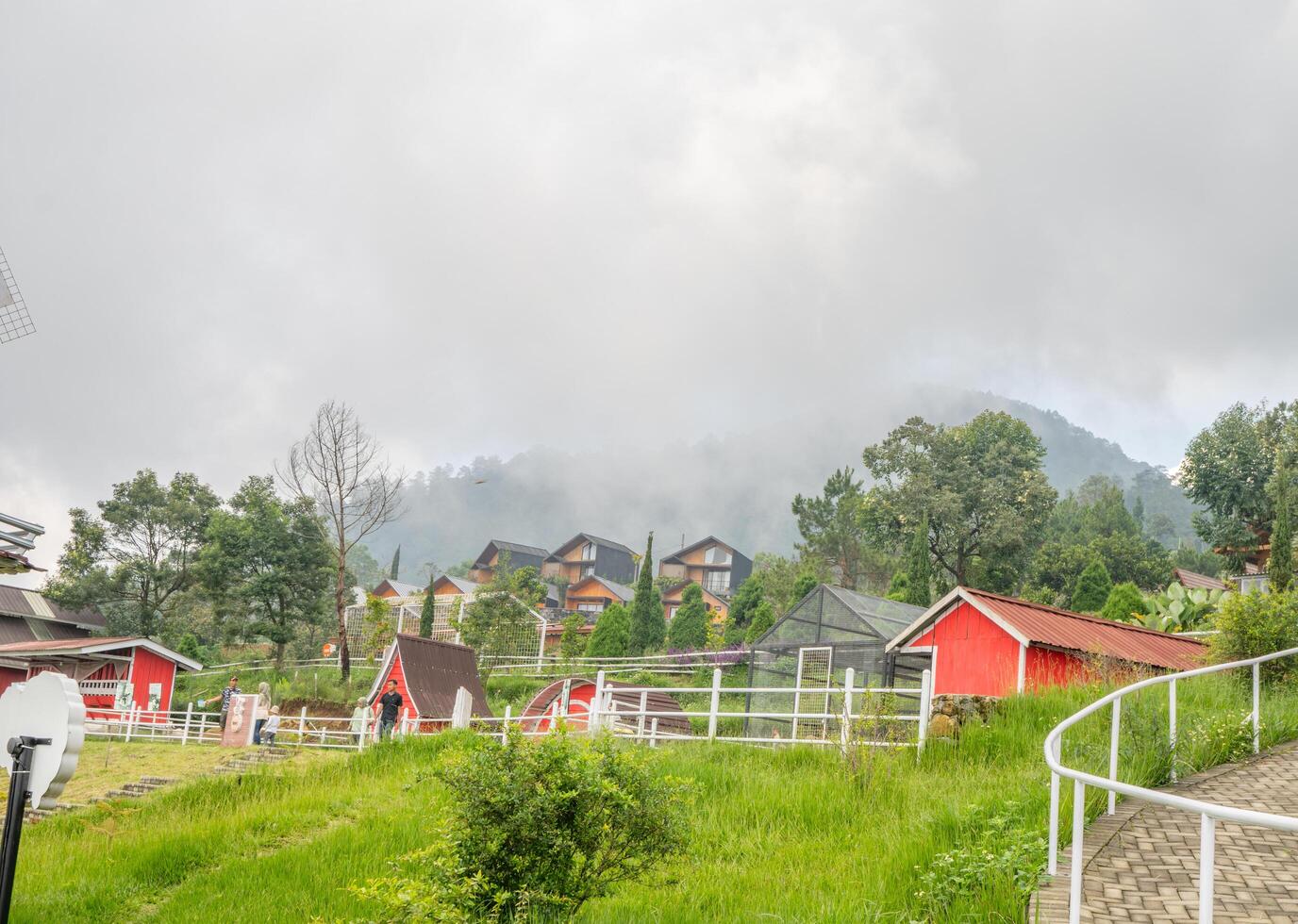 Landschaft Garten und Berg bandungan Semarang zentral Java. das Foto ist geeignet zu verwenden zum Abenteuer Inhalt Medien, Natur Poster und Wald Hintergrund.