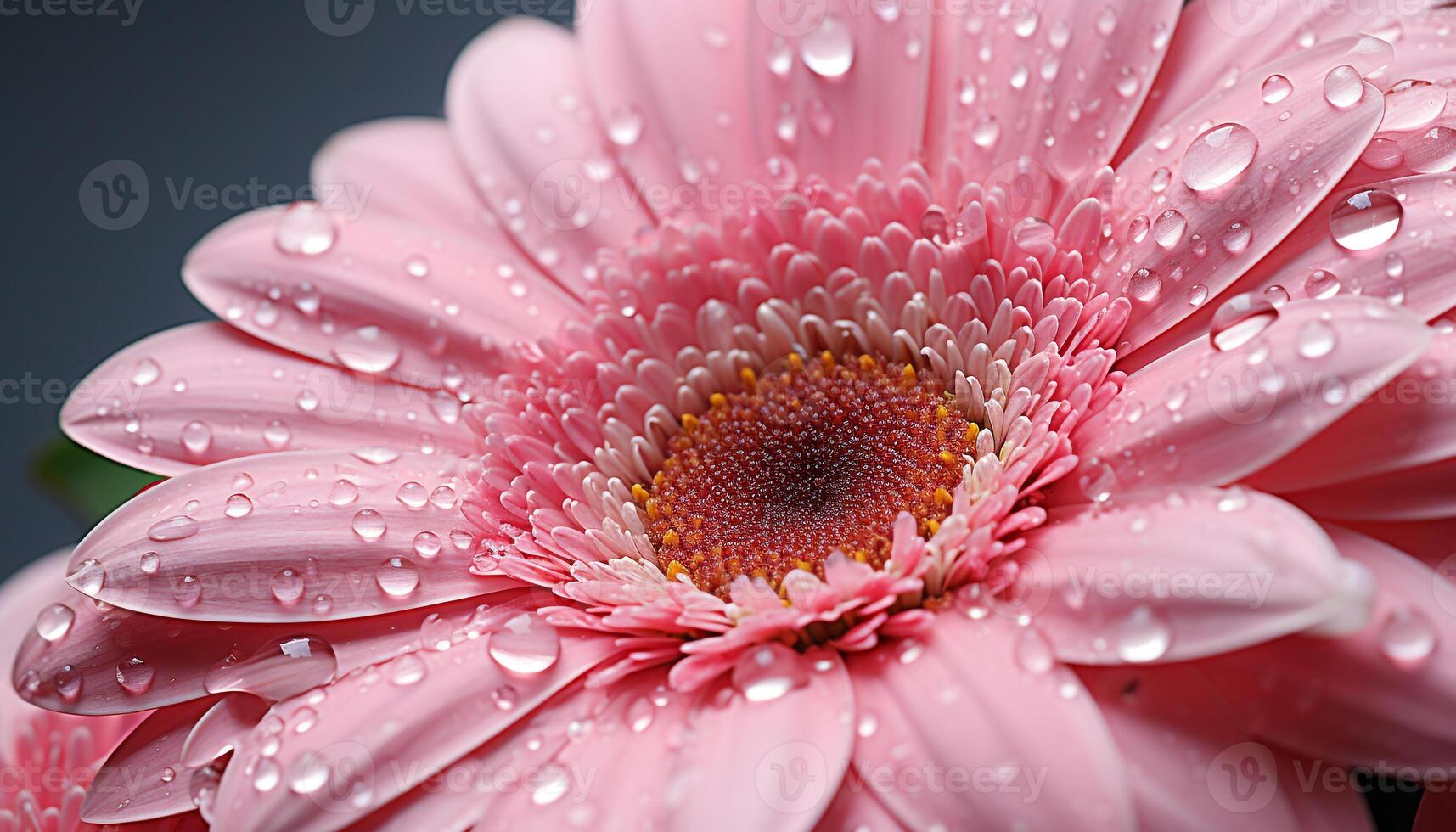 ai generiert das beschwingt Rosa Gerbera Gänseblümchen Blüten mit Tau im Natur generiert durch ai foto