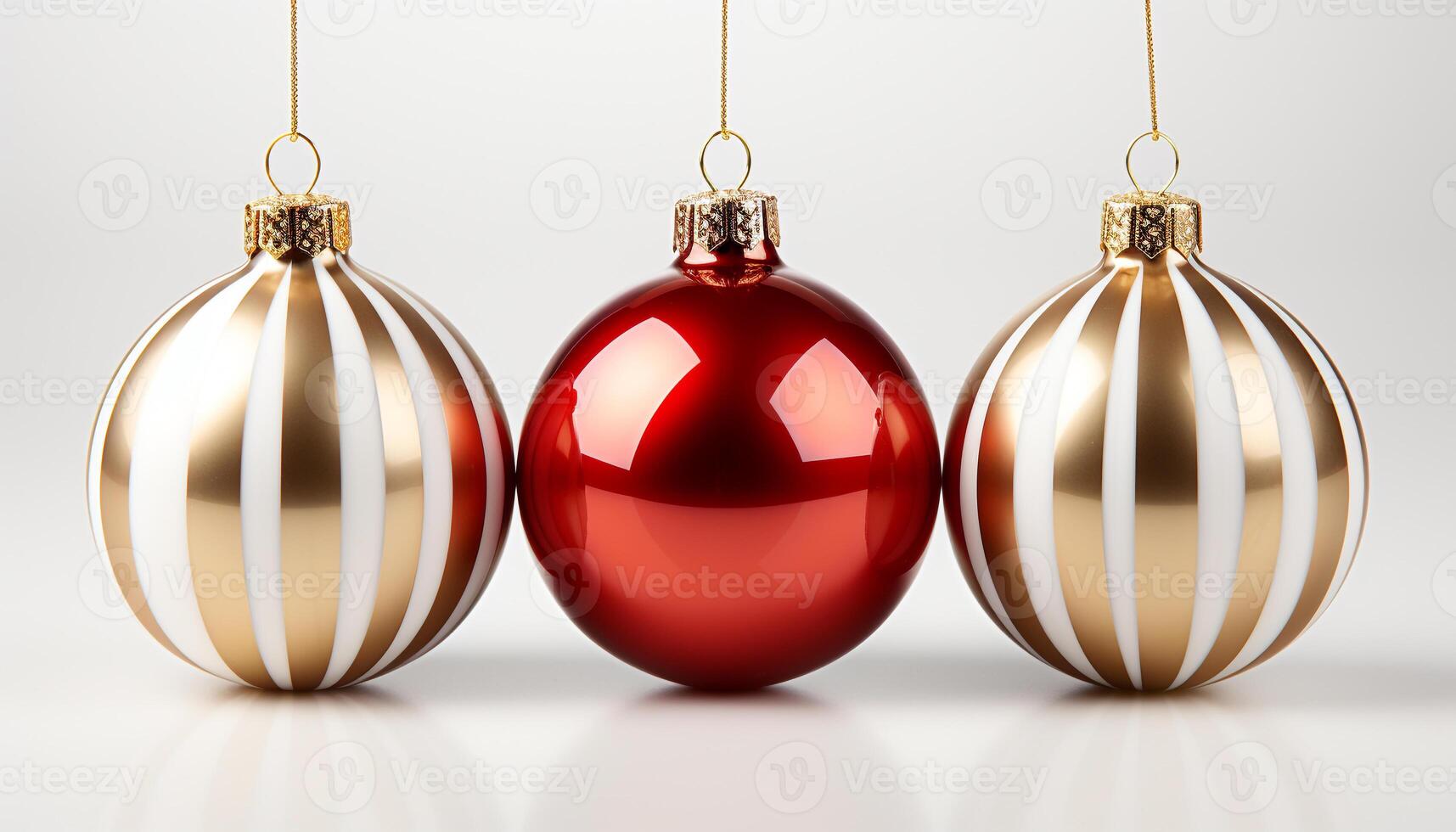 ai generiert glänzend Gold Weihnachten Ornamente schmücken das Winter Hintergrund mit Freude generiert durch ai foto