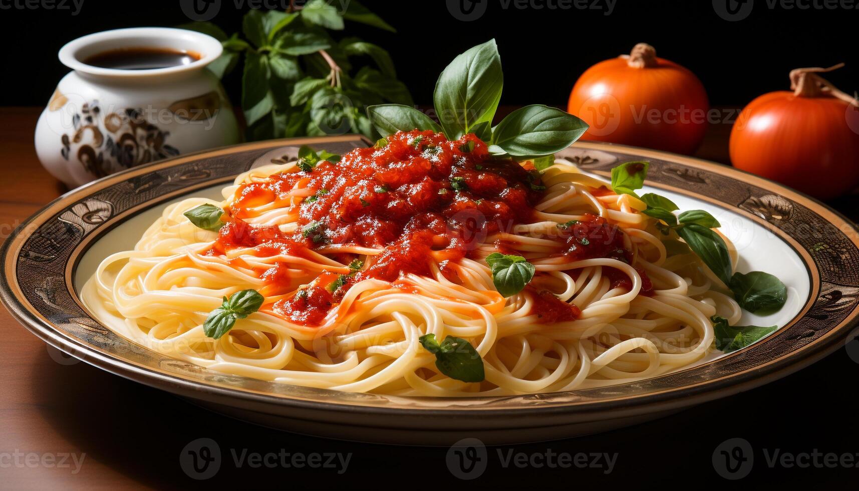 ai generiert Frische und Geschmack auf ein Teller von hausgemacht Italienisch Pasta generiert durch ai foto