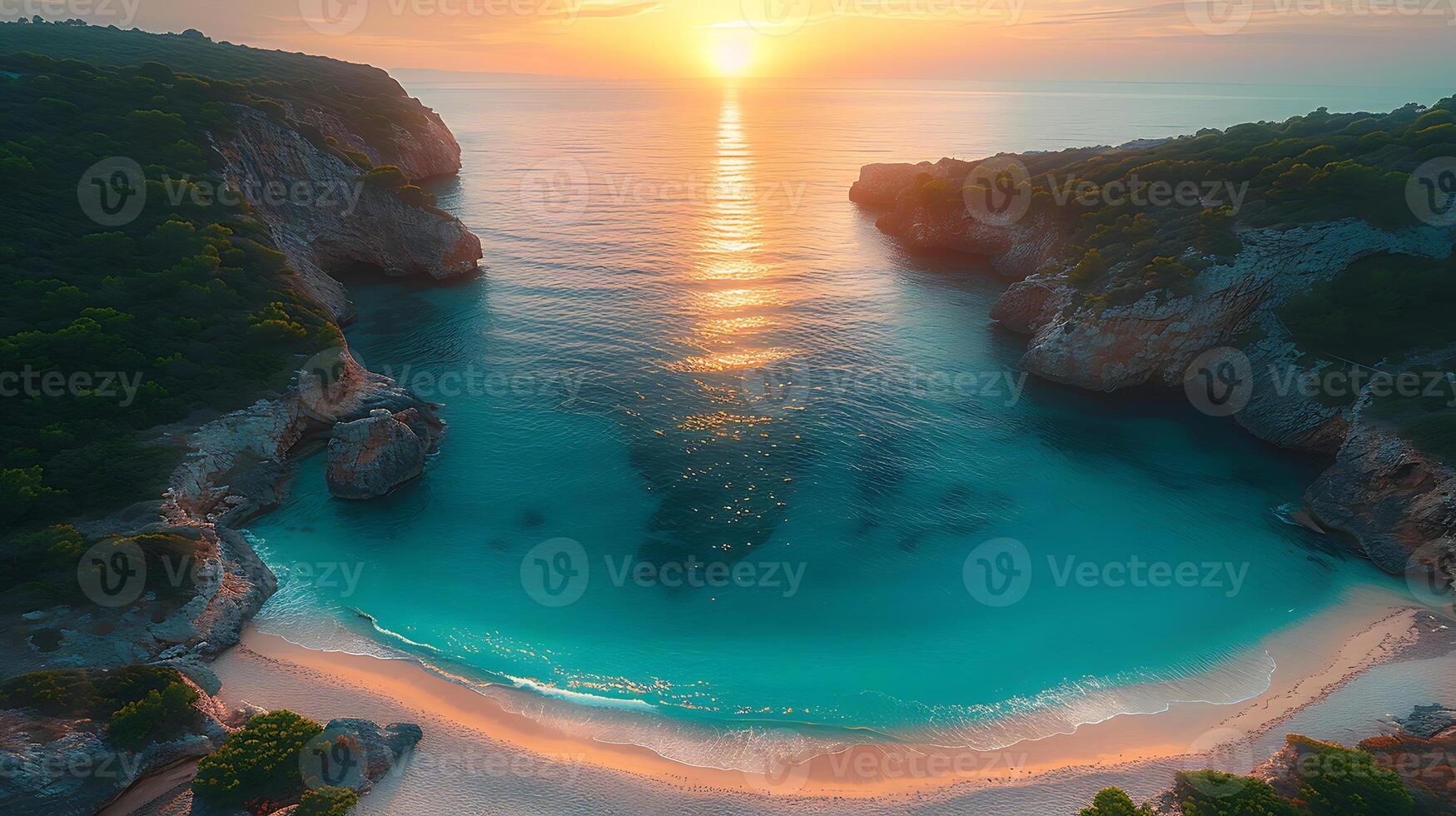 ai generiert schön Natur Sonnenuntergang Strand Hintergrund foto