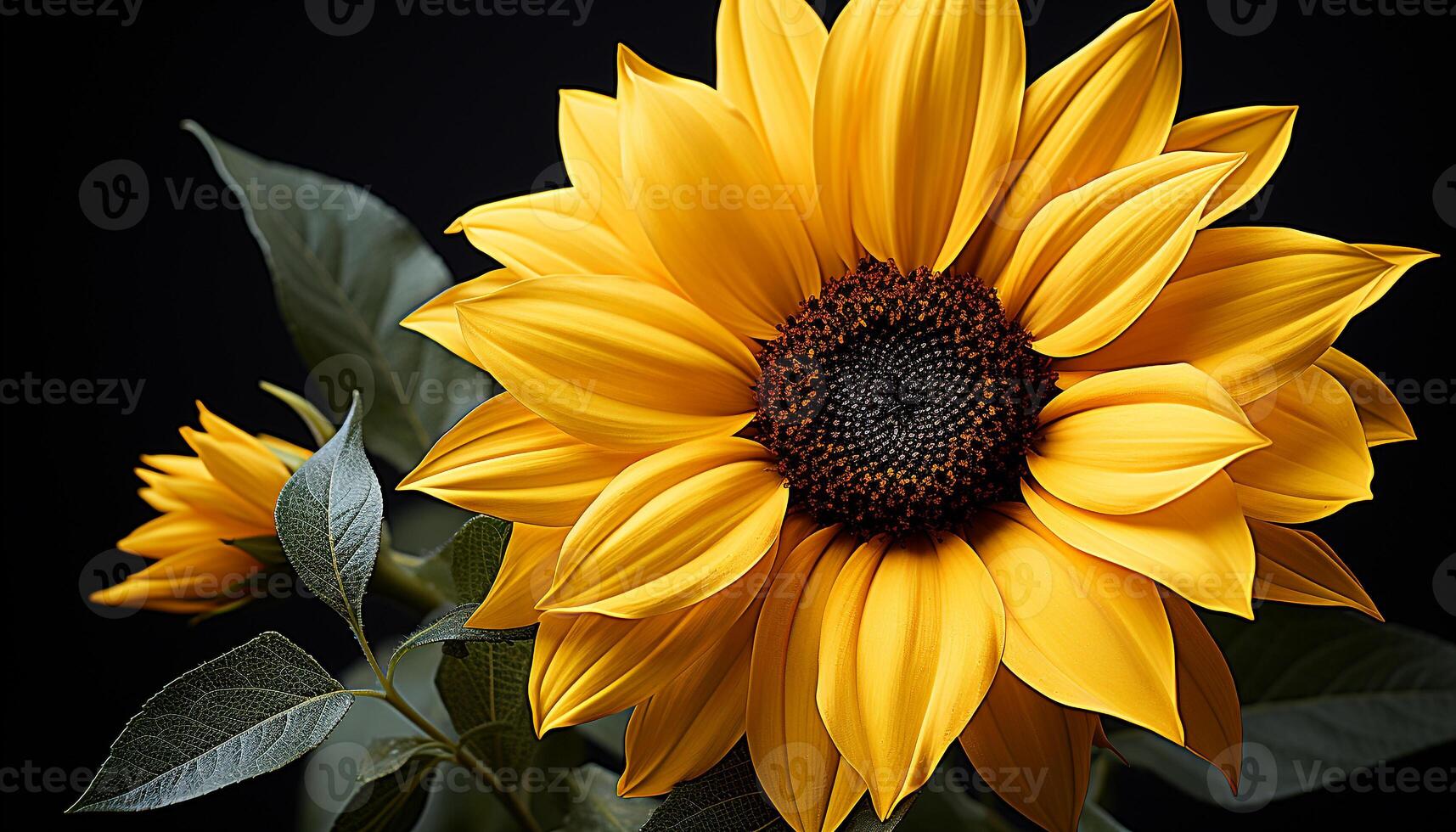 ai generiert Gelb Sonnenblume, beschwingt Blütenblätter, Natur Schönheit, schließen oben von Pflanze generiert durch ai foto