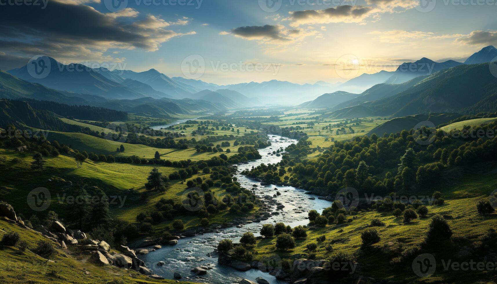 ai generiert majestätisch Berg Angebot spiegelt im still Blau Wasser beim Dämmerung generiert durch ai foto