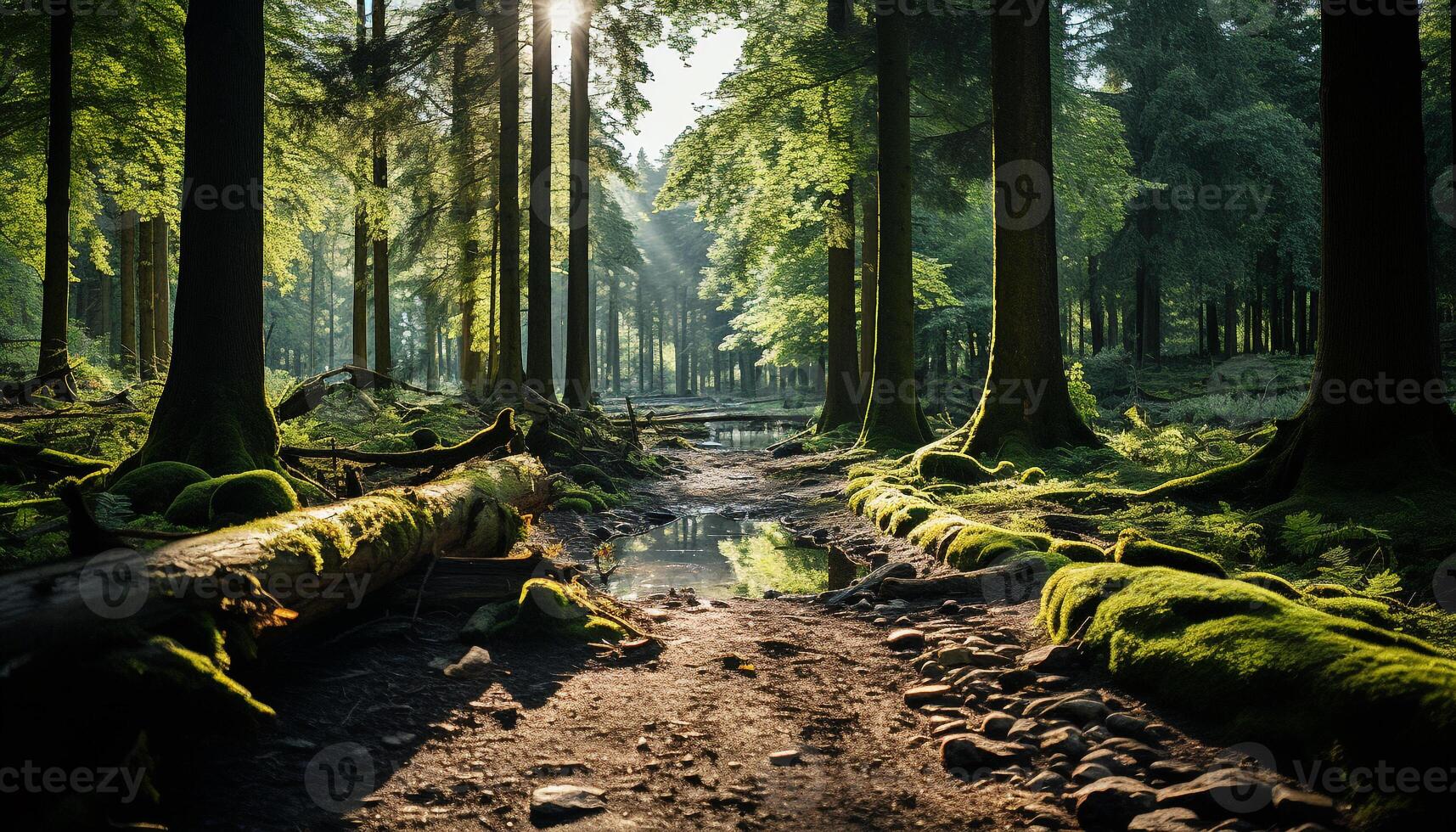 ai generiert still Szene Grün Baum Wachstum im nicht städtisch Wald generiert durch ai foto