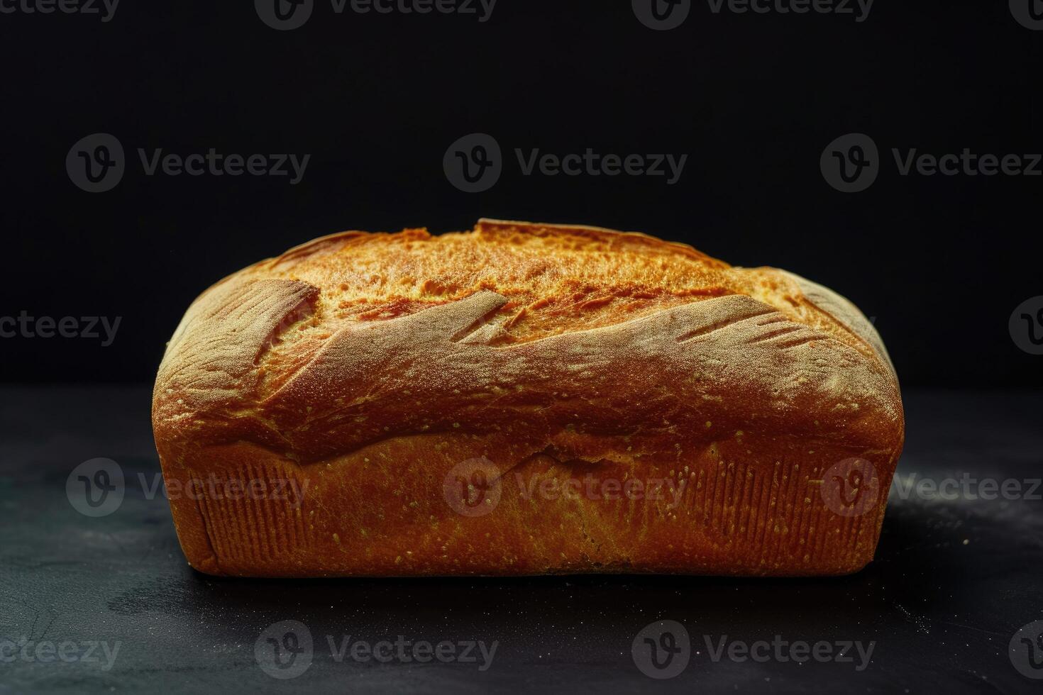 ai generiert ein Laib von Brot auf schwarz Hintergrund. generativ ai foto