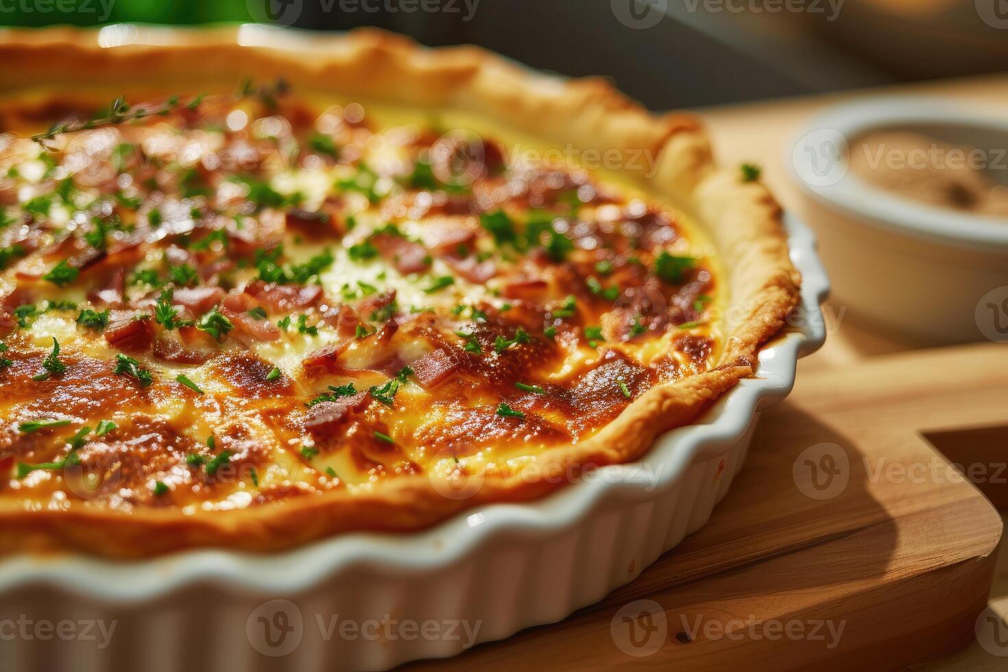 ai generiert Französisch kulinarisch Erbe perfektionieren Quiche Lorraine. generativ ai foto