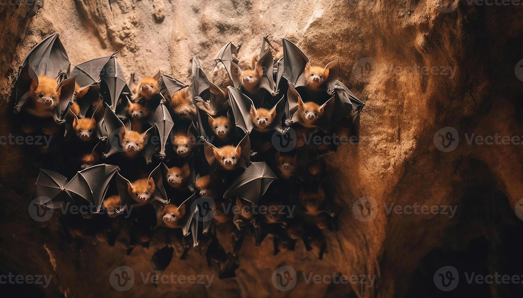 ai generiert ein überfüllt Gruppe von Fledermäuse fliegend im das dunkel Nacht generiert durch ai foto