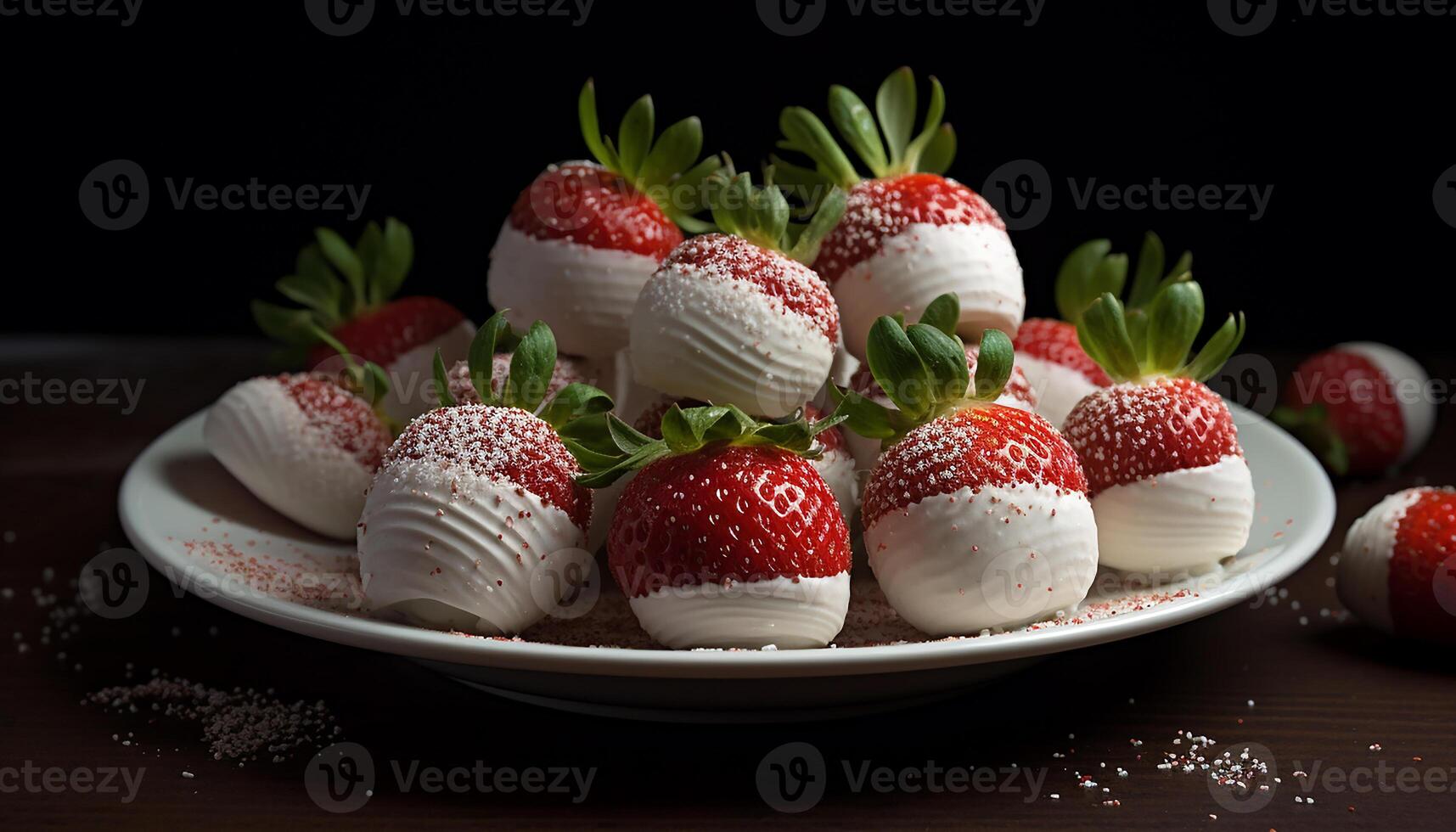 ai generiert frisch Erdbeere Dessert auf ein Platte, nachsichtig und Gourmet generiert durch ai foto