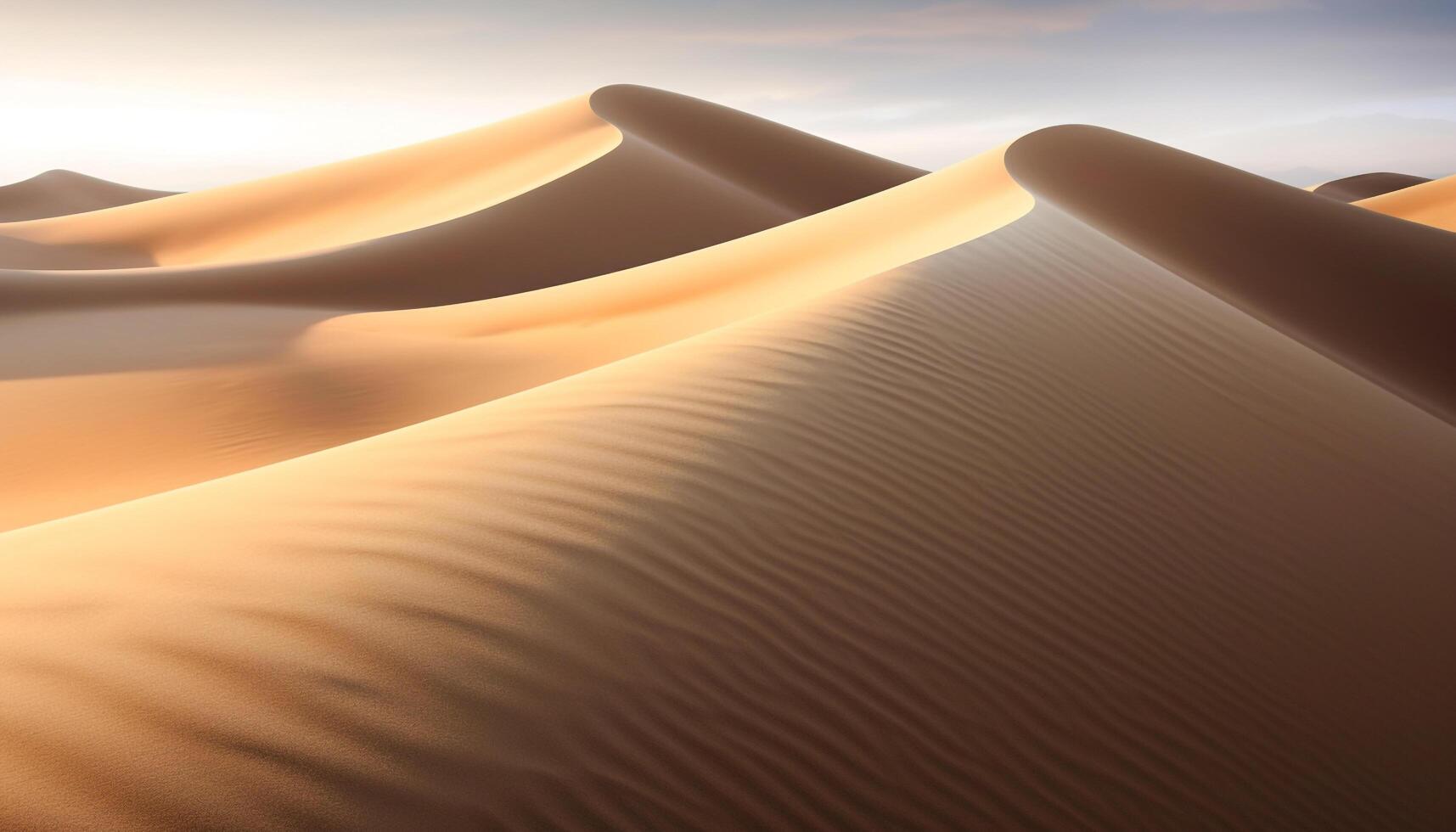 ai generiert glatt Sand Dünen Welligkeit unter das afrikanisch Sonne generiert durch ai foto