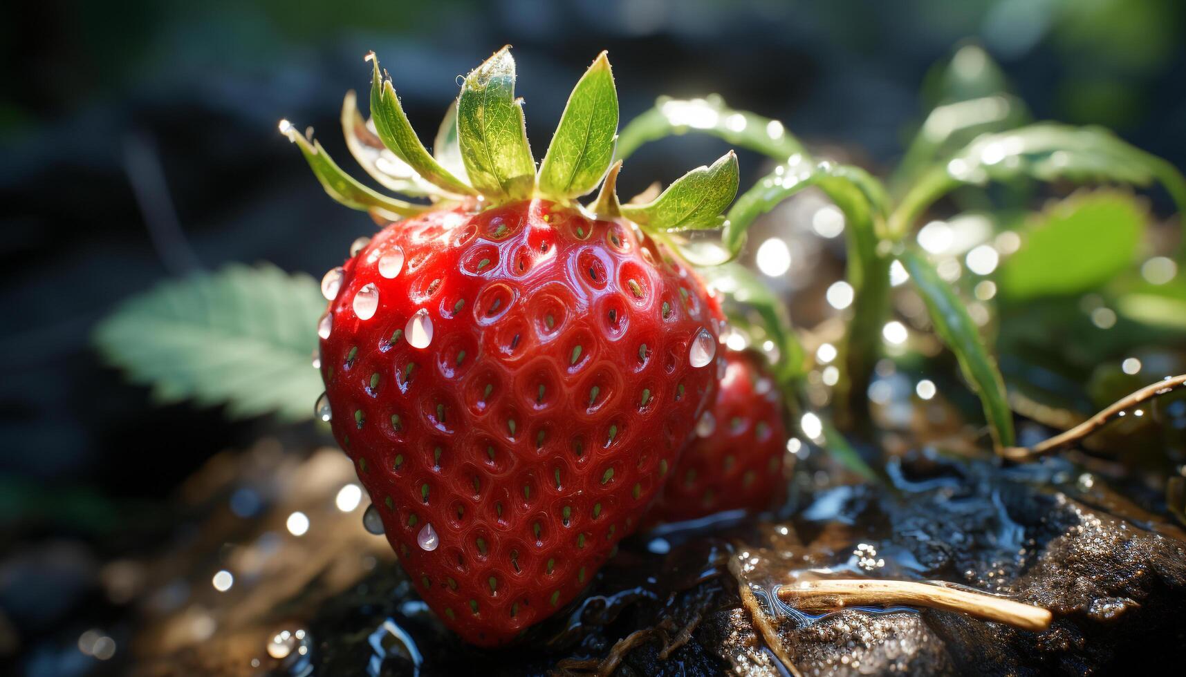 ai generiert frisch Erdbeere, reif Himbeere, gesund Essen, Gourmet Nachtisch, erfrischend trinken generiert durch ai foto