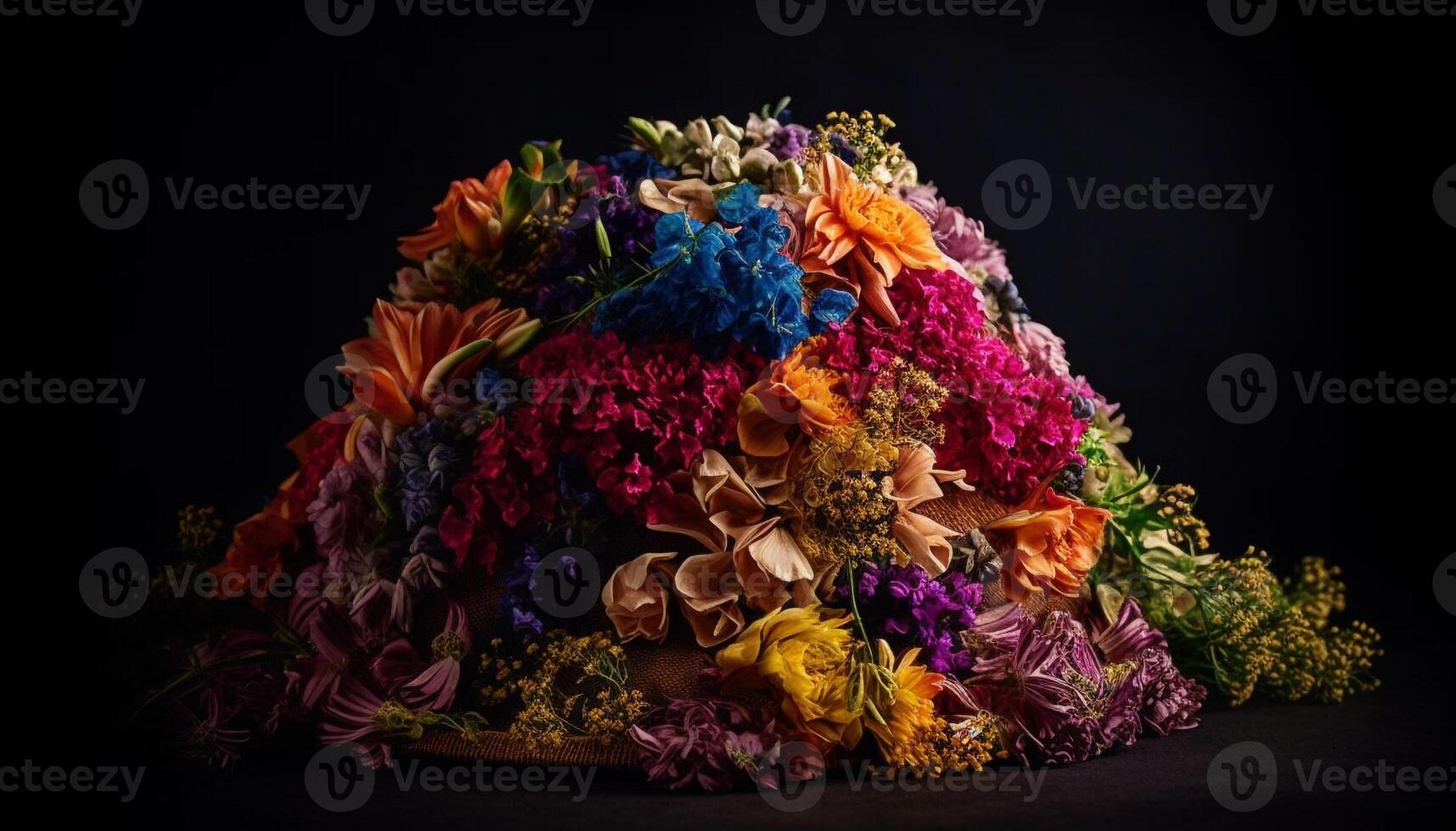 ai generiert ein schön Strauß von multi farbig Blumen im ein lila Vase generiert durch ai foto
