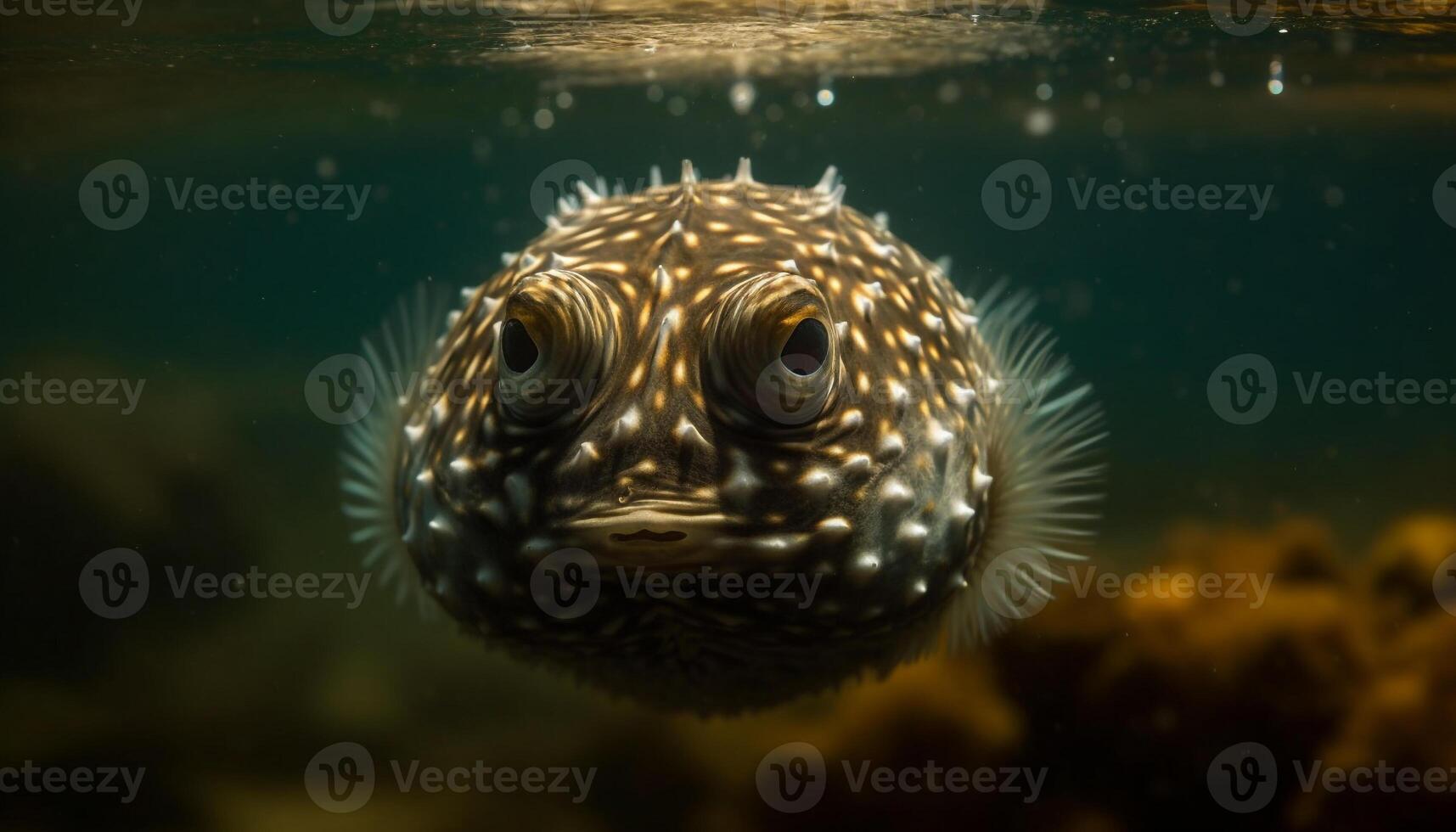 ai generiert unter Wasser Tier Schwimmen im tropisch Meer, schließen oben von bunt Riff generiert durch ai foto