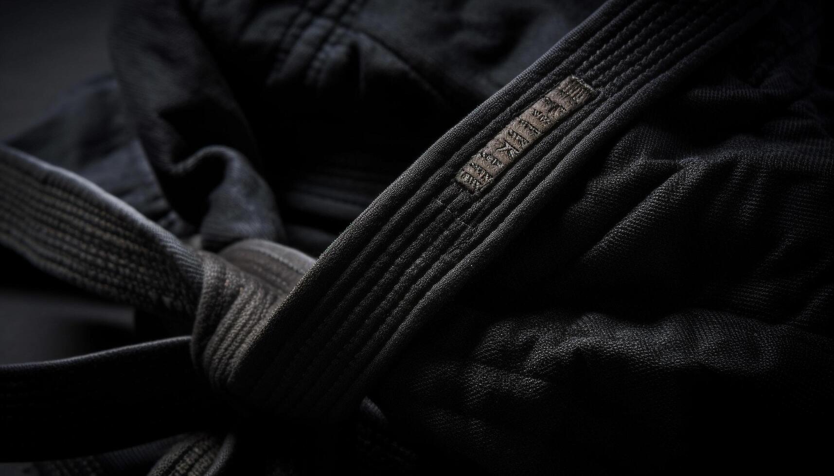 ai generiert Mode Jacke mit Leder Gürtel und Metall Reißverschluss, schwarz Farbe generiert durch ai foto