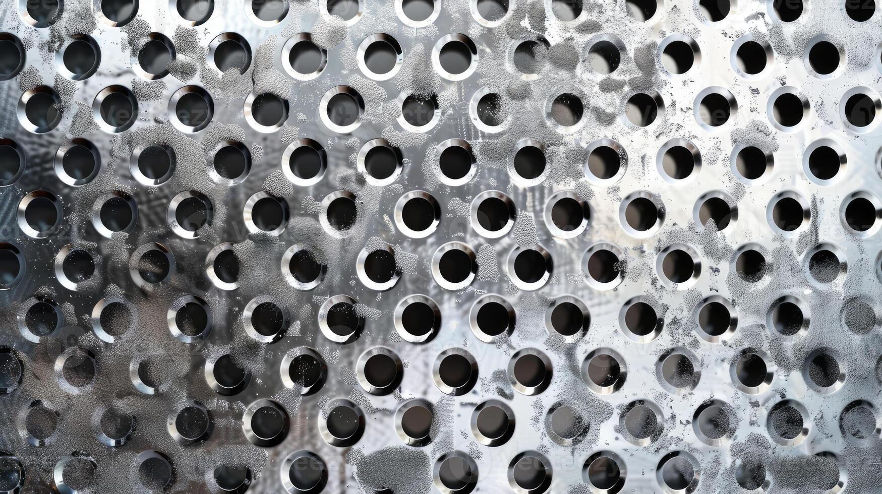 ai generiert abstrakt rostfrei Stahl Prüfer Teller mit runden Loch schlagen, ein robust und industriell Hintergrund. ai generiert. foto