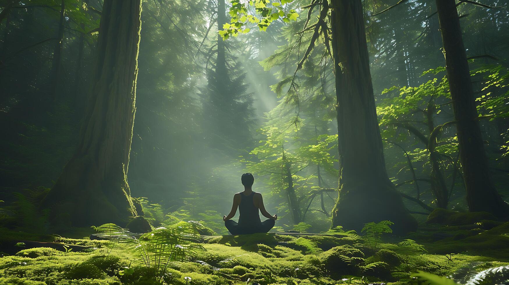 ai generiert einsam Gelassenheit meditativ Ruhe im üppig Wald Clearing foto