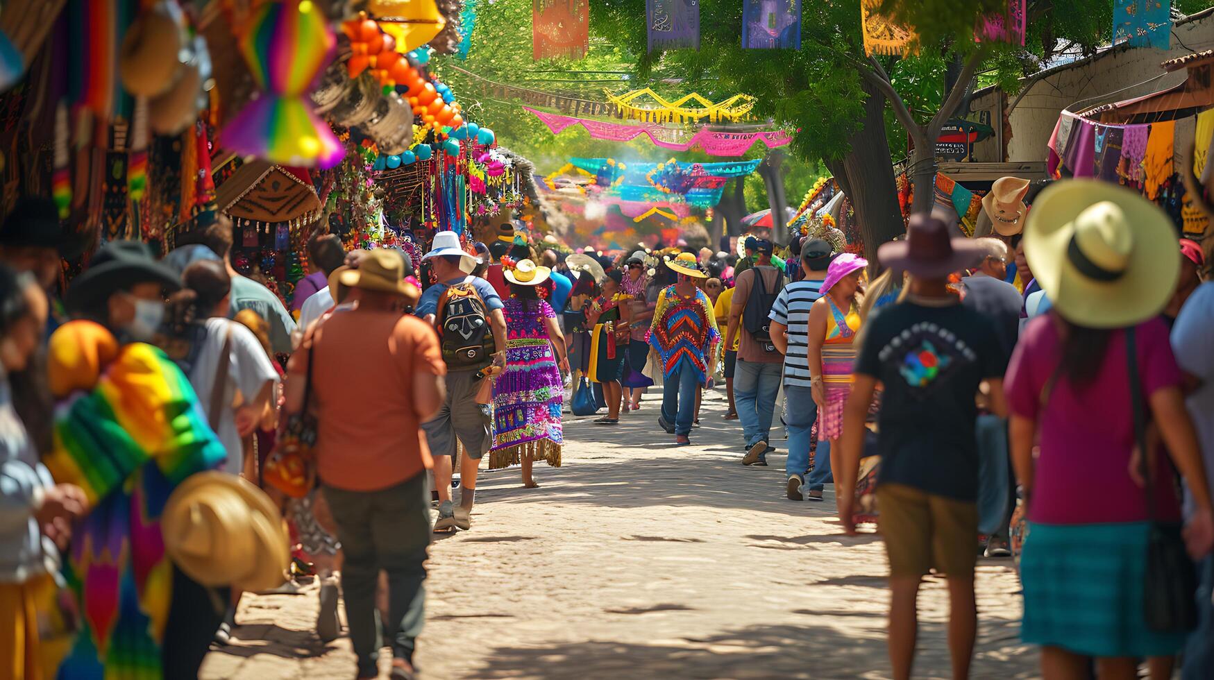 ai generiert multikulturell Festival bunt Feierlichkeiten vielfältig Aufführungen und Aromen von exotisch Gewürze foto