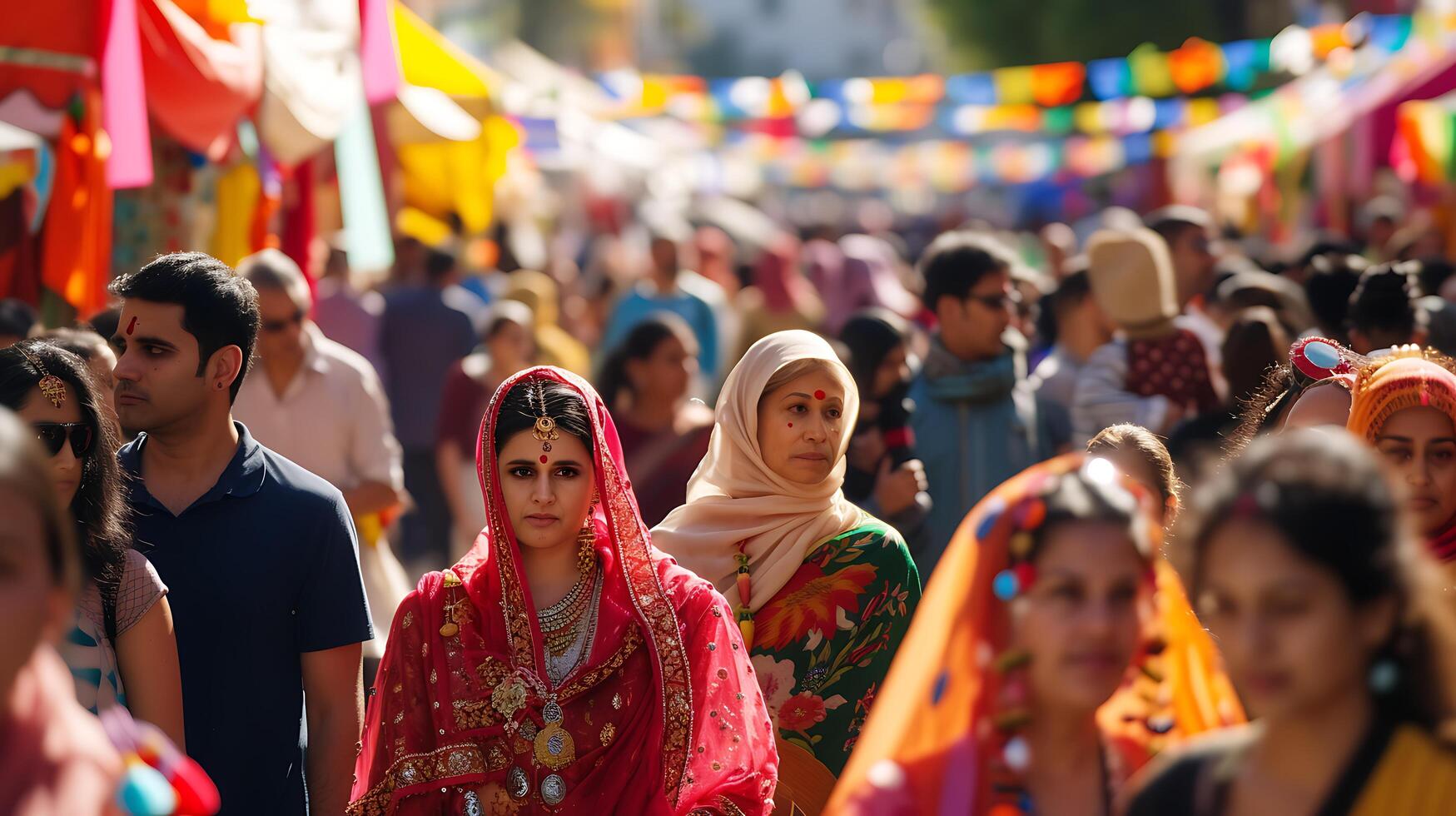 ai generiert vielfältig Feste Vereinen Gemeinschaft im beschwingt Straße Feier foto