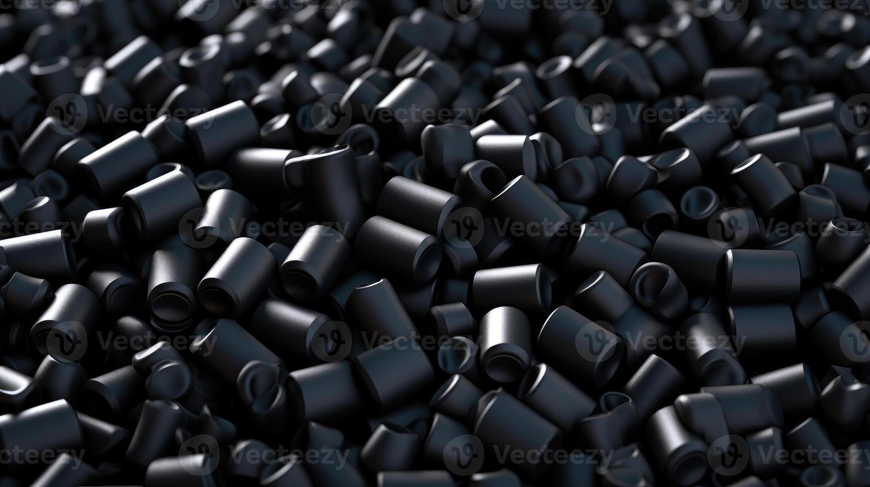 ai generiert detailliert 3d Illustration Erfassen das Textur von schwarz Plastik Pellets, ein Polymer Harz. ai generiert. foto