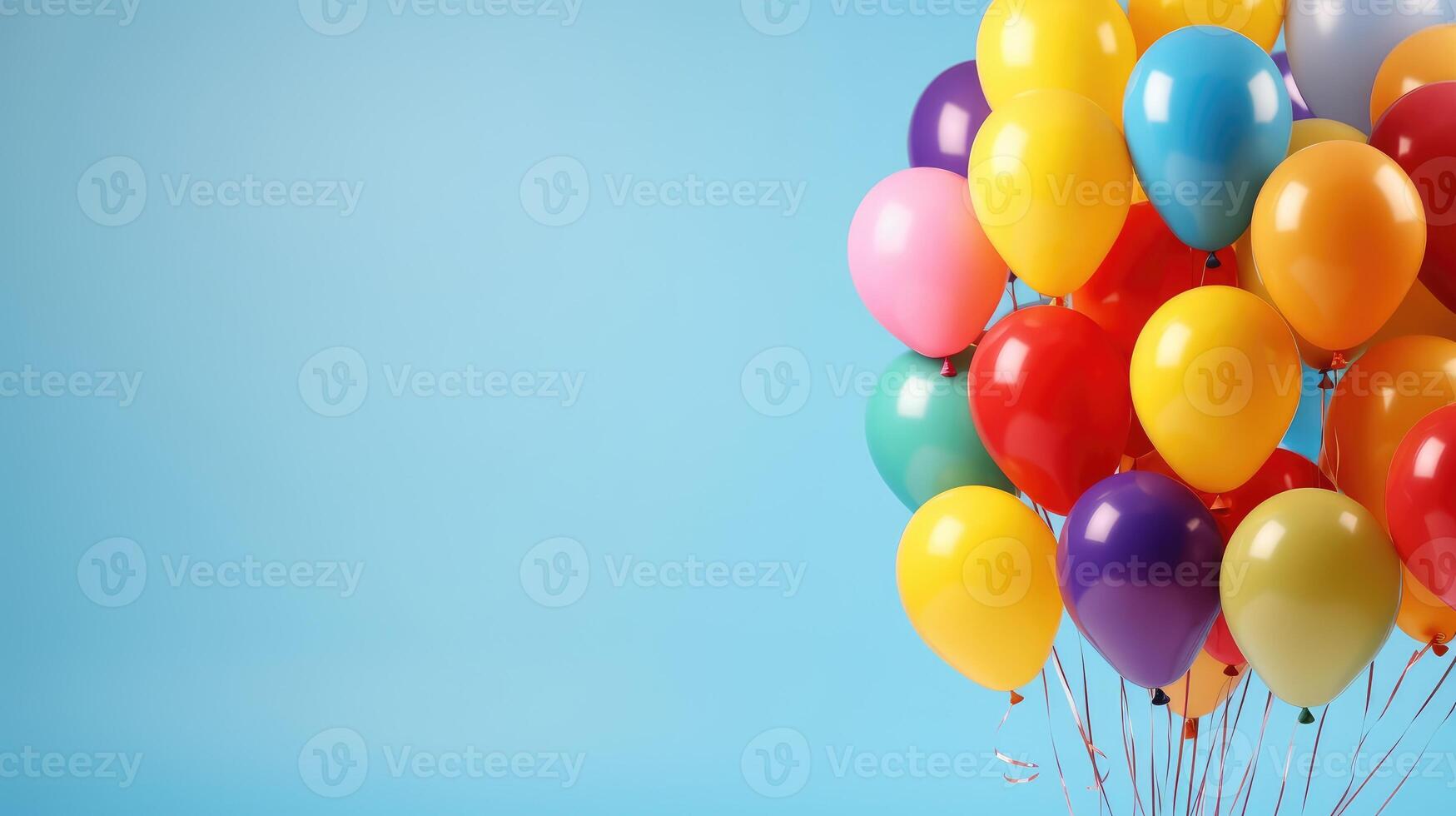 ai generiert bunt Luftballons mit Raum zum Text gegen ein beschwingt Hintergrund. ai generiert. foto