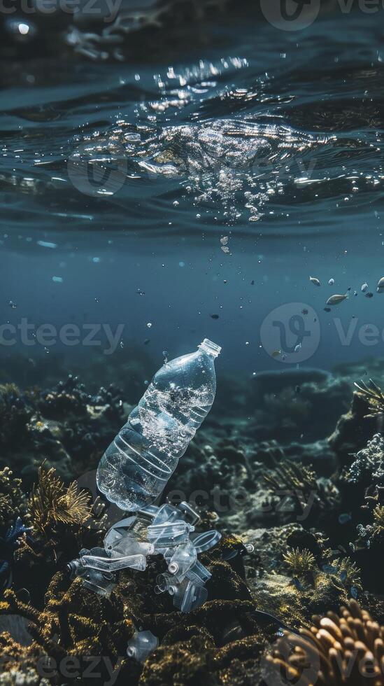 ai generiert brechen das Plastik Zyklus im unser Ozeane - - Verbot Plastik Verschmutzung, Wasser Tag Konzept. foto