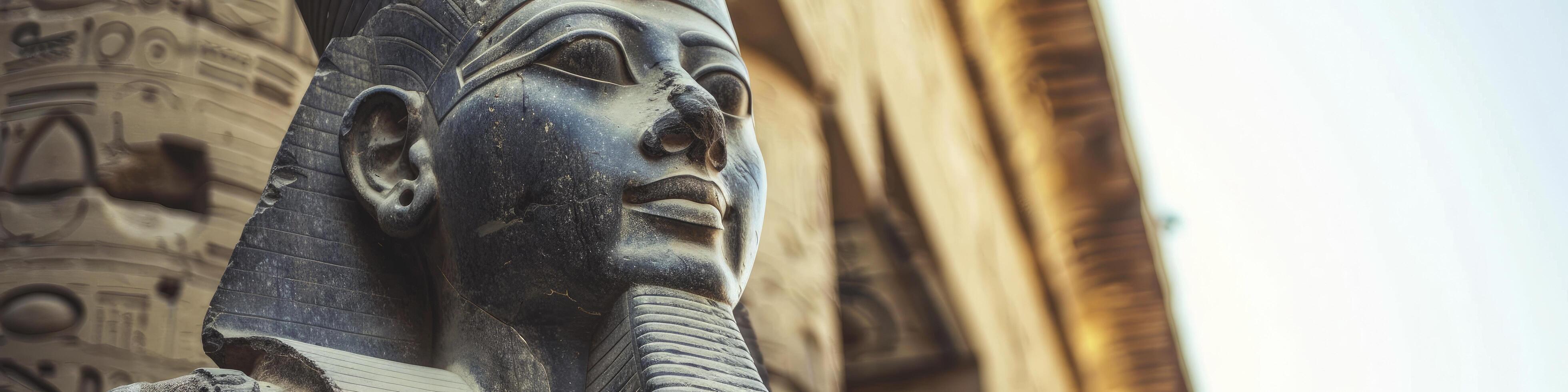 ai generiert ein Statue von ein ägyptisch Pharao gelegen draußen Tempel im Ägypten foto