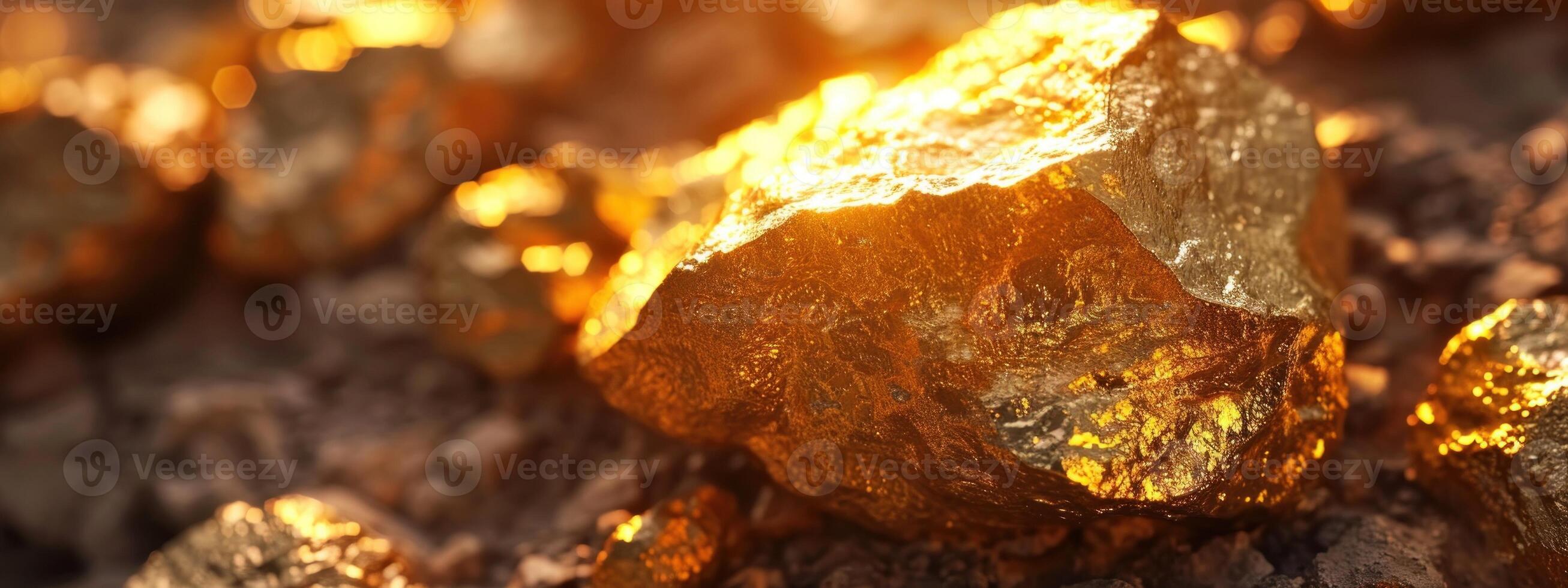 ai generiert Nahansicht von groß Gold Nugget foto