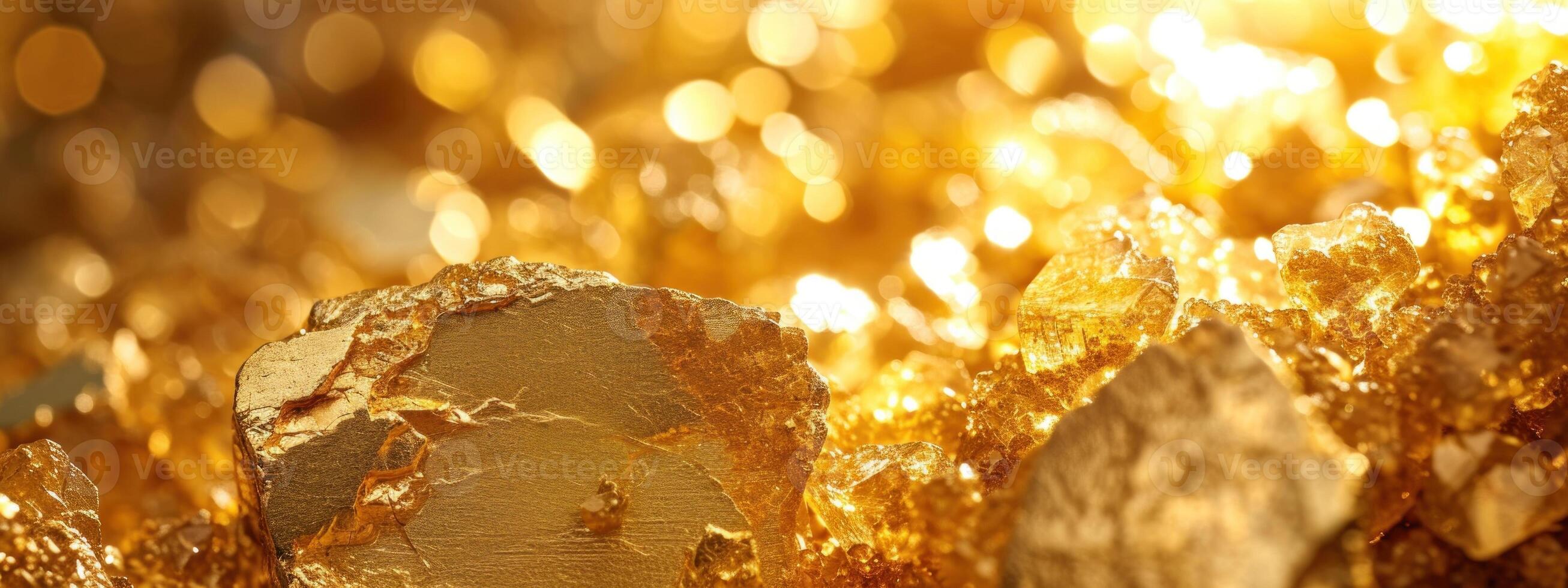 ai generiert Nahansicht von groß Gold Nugget foto