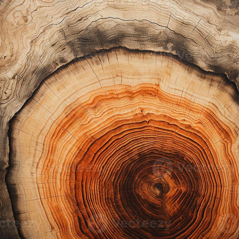 ai generiert fotorealistisch Bild von ein Baum schneiden. Baum Ringe. Holz Textur foto