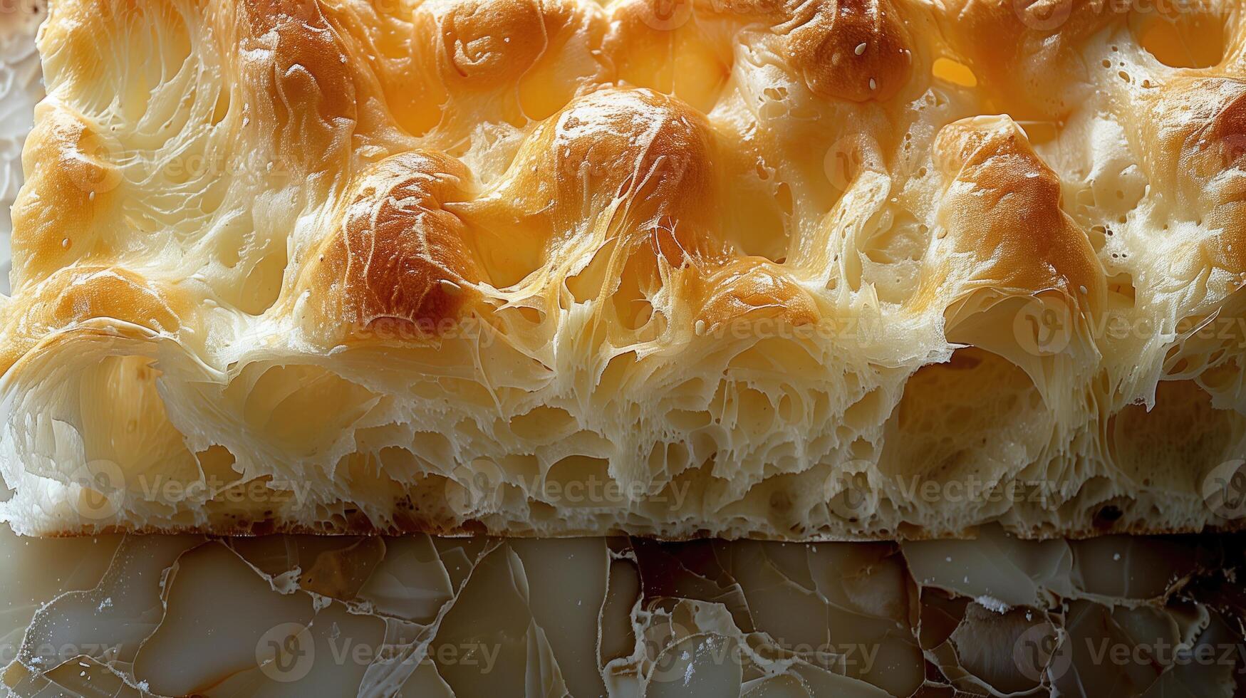 ai generiert schließen oben von ein frisch gebacken Laib von Brot mit Butter und Honig foto
