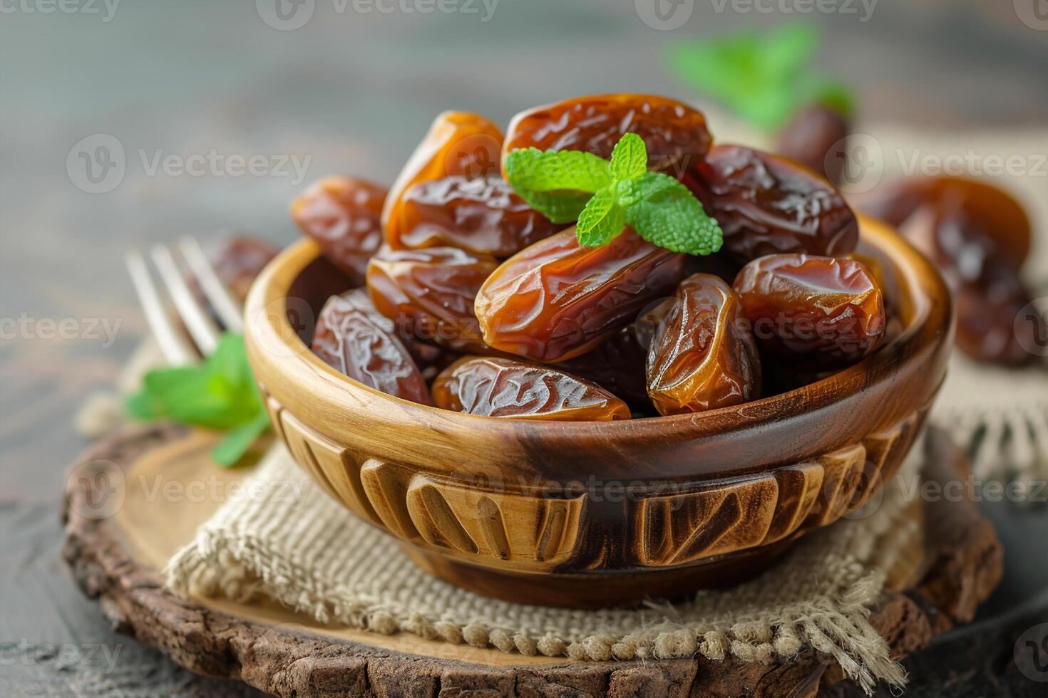 ai generiert getrocknet Datum Palme Früchte oder Kurma, Ramadan Ramazan Essen foto